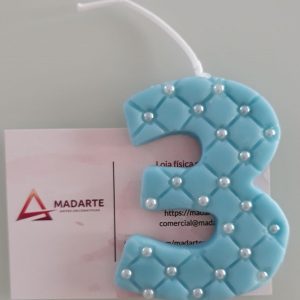 BISCUIT| VELA DE ANIVERSÁRIO 3 AZUL 7.5CM