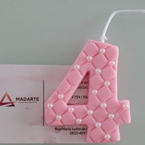 BISCUIT| VELA DE ANIVERSÁRIO 4 ROSA 7.5CM