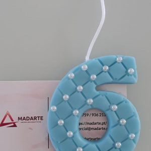 BISCUIT| VELA DE ANIVERSÁRIO 6 AZUL 7.5CM
