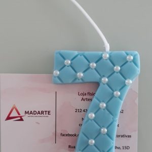 BISCUIT| VELA DE ANIVERSÁRIO 7 AZUL 7.5CM
