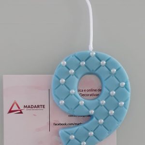 BISCUIT| VELA DE ANIVERSÁRIO 9 AZUL 7.5CM