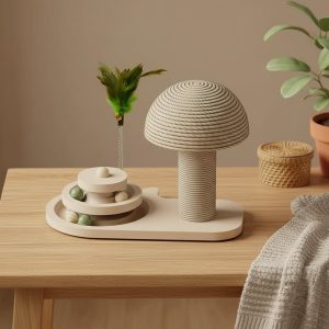 Conjunto de árvore de sisal e brinquedo de madeira para gatos