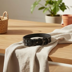 Coleira de couro para cães elegante e resistente