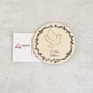 MADEIRA| PLACA O MEU BATISMO  8CM DIAM.